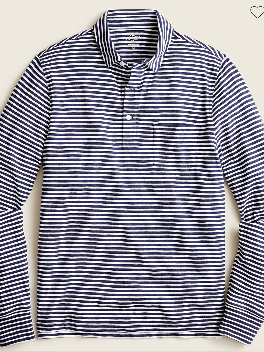 J. Crew Striped Navy and White Men's Long-sleeve Polo Shirt SIZE M